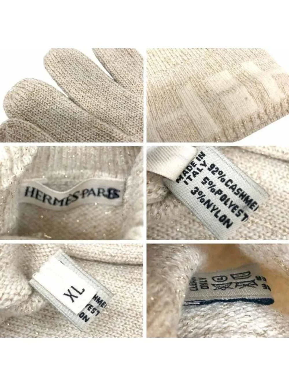Hermes Gloves Martin Margiela Era Cashmere Blend Ivory XL